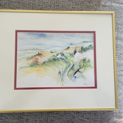 Framed water color landscape wall art