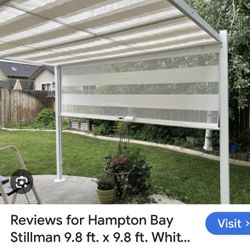 Hampton Bay Stillman 9.8 ft. x 9.8 ft. Whit...