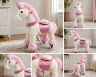 PonyCycle Unicorn Ride-On Toy – Pink & White – Excellent/New Condition