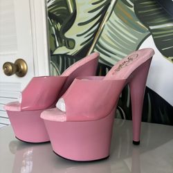 Pink Stripper Pleaser Heels Size 5