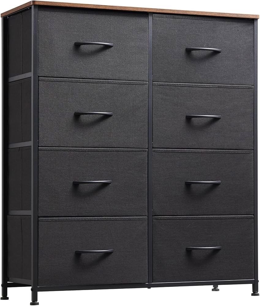 Dresser for Bedroom with 8 Drawers, 4-Tier Wide Storage Chest of Drawers with Removable Fabric Bins for Closet Nursery Bedside Living Room Laundry Ent