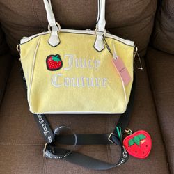 Juicy Couture Sweet N Juicy Tote Crossbody Shoulder Bag Strawberry Yellow
