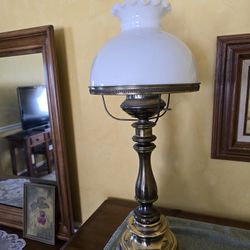 Brass and Milk Glass Lamp