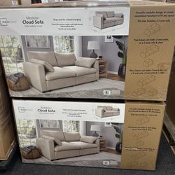 New Mainstays 74” Modular Cloud Sofa 2-Seater Upholster Cream