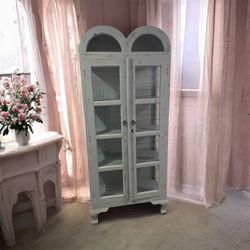 Shabby chic Robin Egg Blue Distressed Wood Cabinet 