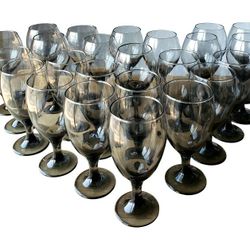 Vintage Smoke Glassware Barware Set - 24 Pieces

