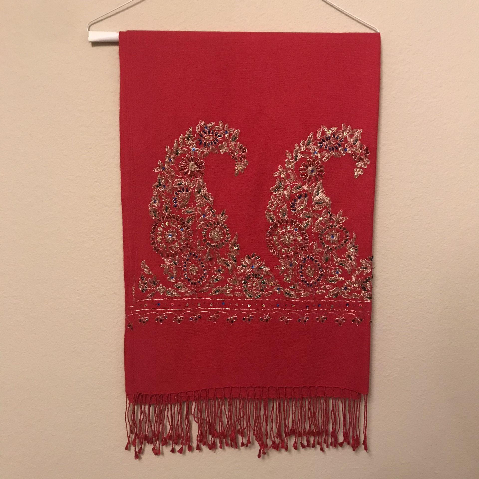 Beautiful Red Shall Scarf Throw
