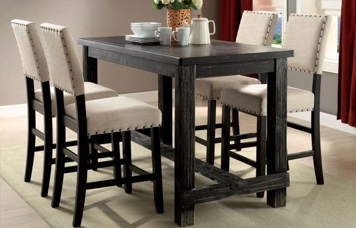 Brand New Antique Black & Beige 5pc Counter Height Dining...