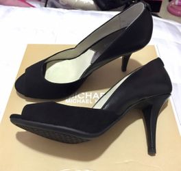 NIB Michael Kors Nathalie Black Open Toe Heels Size 6 1/2