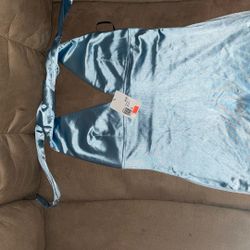 Blue Satin Dress