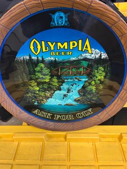 Vintage Olympia, beer barrel motion lighted sign