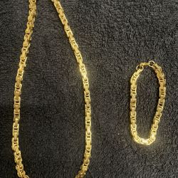 18k Gold PLATED Chain And Bracelet