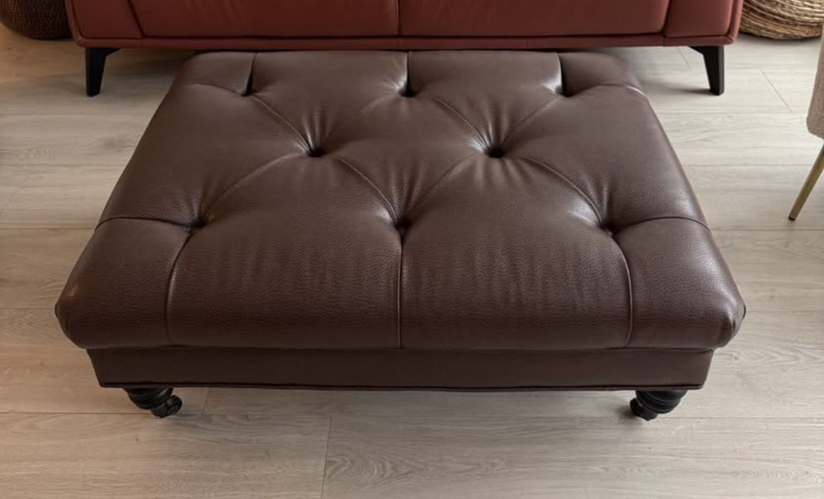Brown Leather Ottoman