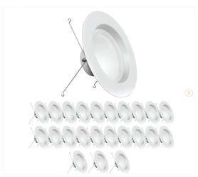 5/6 in. 1290 Lumens Selectable CCT Dimmable Integrated LED Retrofit Recessed Light Trim Kit, Can Lights  24-Pack