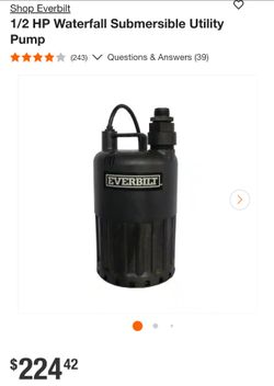 Everbilt 1/2 HP Submersible Waterfall Utility Pump
