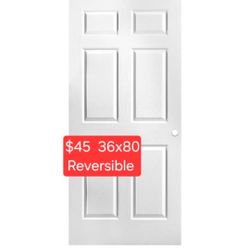 ✨️ Masonite 36 in. x 80 in. 6 Panel Primed Textured Hollow Core Composite Interior Door Slab with Bore w8307
