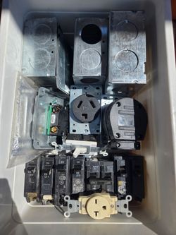 Electrical Parts Lot – Breakers, Boxes & Industrial Outlets