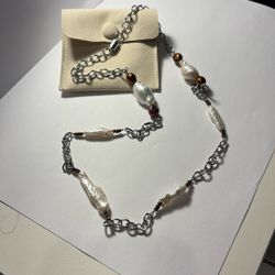 Stainless Steel, Biwa, Baroque And Brown Pearl