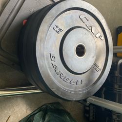 Two CAP 45lb Bumper Plates