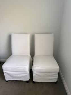 Set of 2 Pottery Barn PB Comfort Slipcovered Dining Chairs