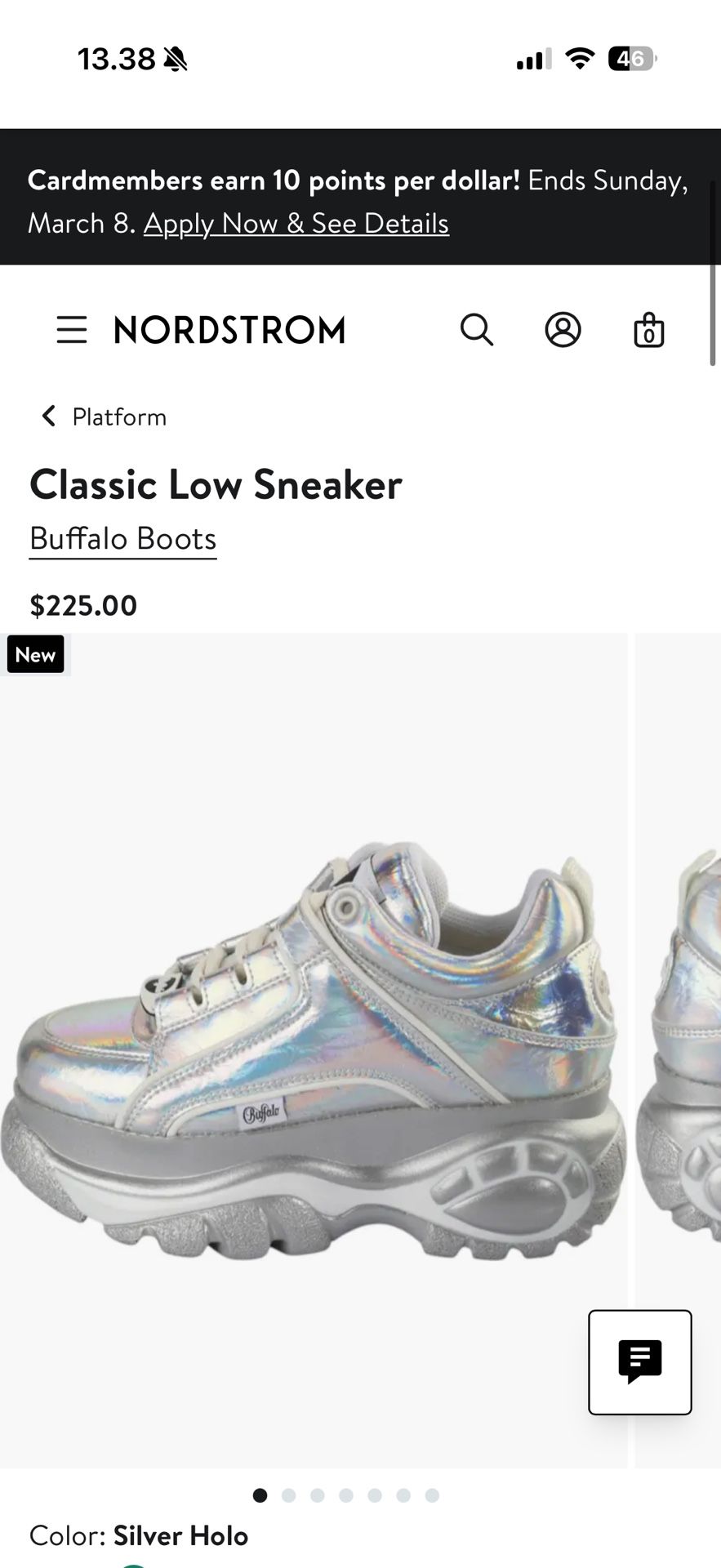 Buffalo Silver Holo Real Leather Sneakers Size 7/39