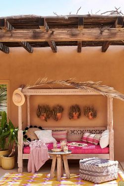 Hand-Carved Teak Canopy Daybed