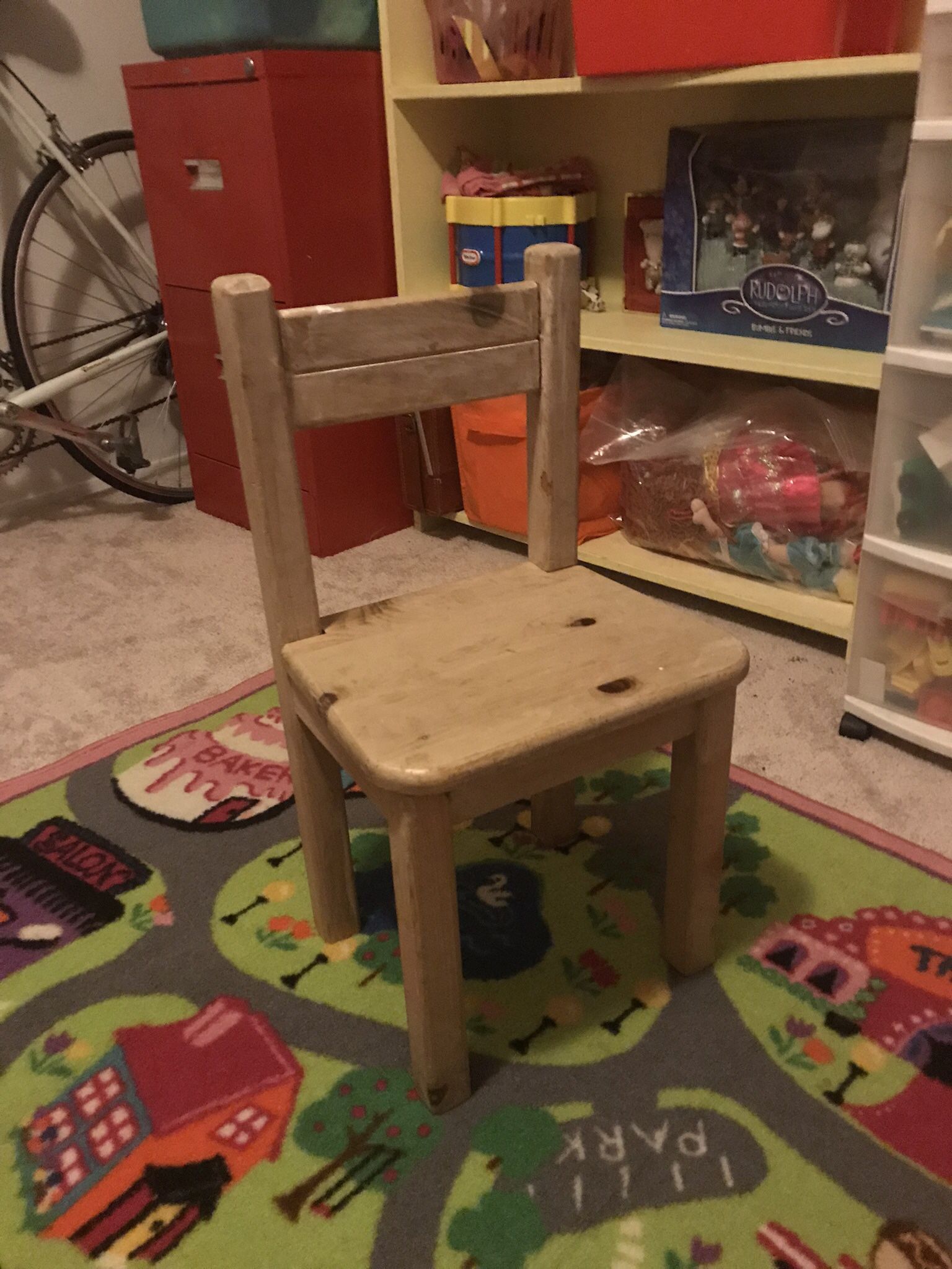 Small, cute Solid wood toddler chair $5