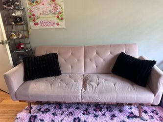 Pink velvet futon