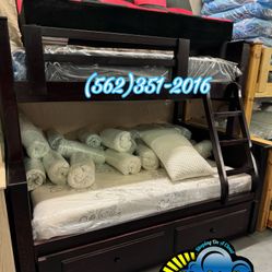 Twin Full Full Black Bunk Bed With Mattresses Colchones Bonitos 