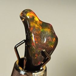 1.25ctw Natural Black Ethiopian Fire Opal Rough Polished Crystal Untreated Gem