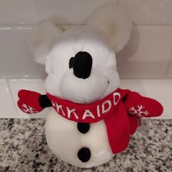 Disney On Tour Hokkaido Mickey Mouse Snowman Bean Bag Plush - New With Tags 