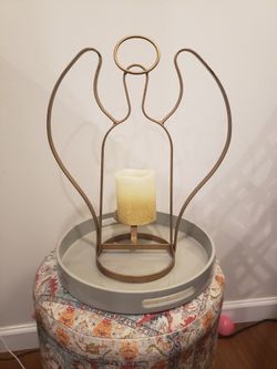Two Metal Angel candle holders