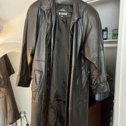 Vintage Leather Coat w/ Cool Pendant