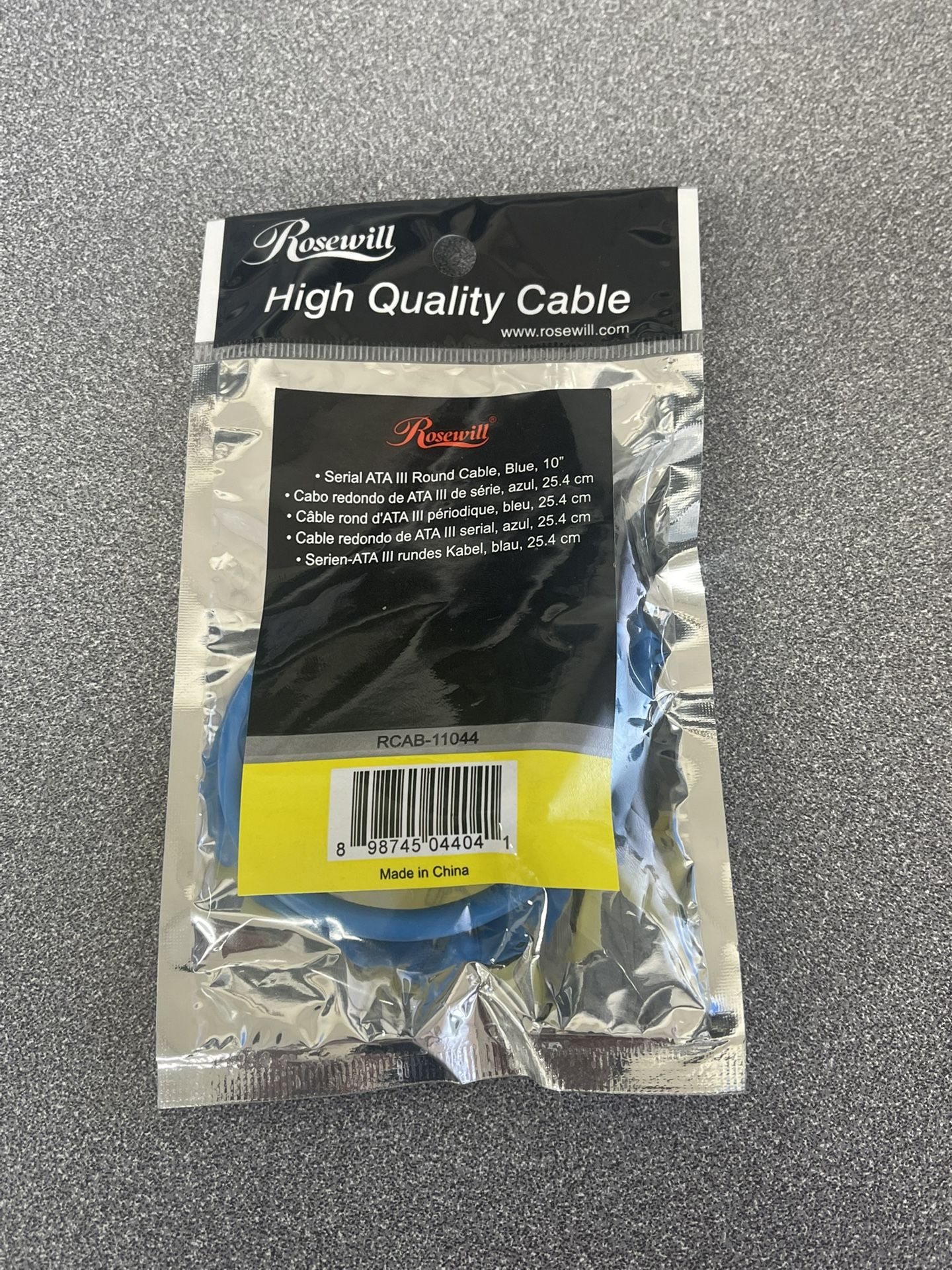Rosewill Serial ATA III Round Cable, Blue, 10", Straight - RCAB-11044