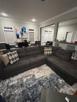 Dark Gray Fabric Sectional Sofa