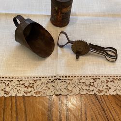 Antique Tin Kitchen Toys And Spice Can