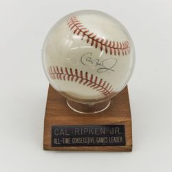 Autographed “Cal Ripken Jr.” Baseball – Commemorative Iron Man Record Game