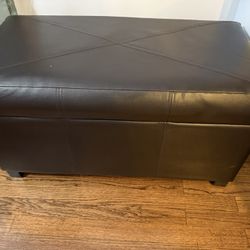 Faux Leather Storage Ottoman