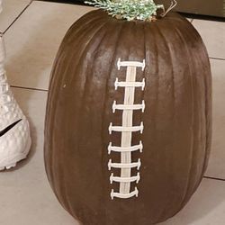 Large Pumkin Painted & Decorated as a Football or plain, ~15" Tall & 12" Wide
