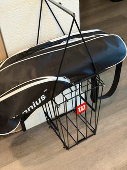 Tennis Bag + Wilson Tennis Ball Basket/Stand