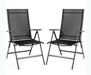 Set of 2 Black Folding Outdoor Chairs