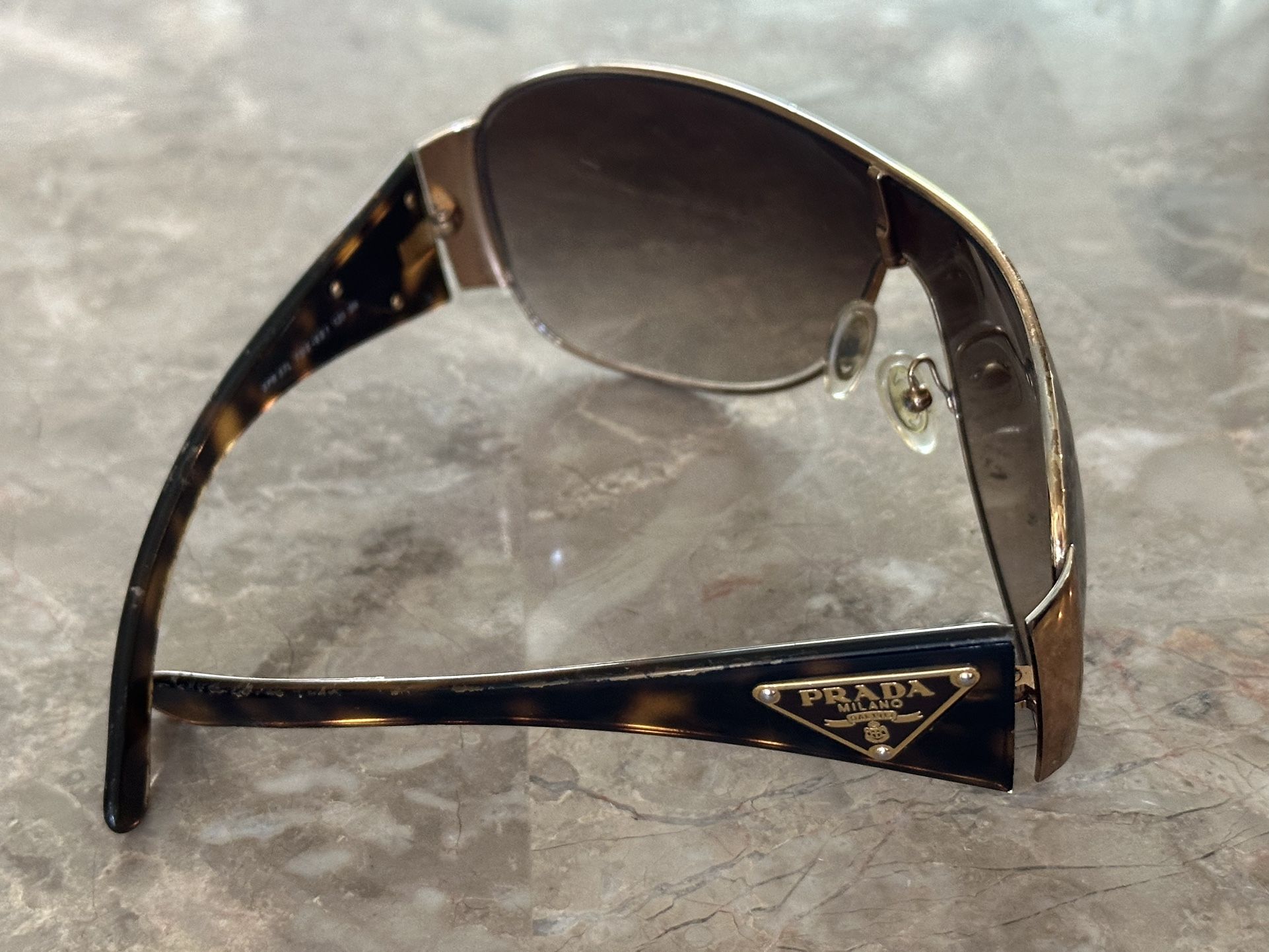 Prada Shield Sunglasses SPR 57L Tortoiseshell Designer Wrap 