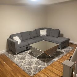 Small Grey Sectional With Bluetooth, Speakers, Led Lights And Cup Holders!!!