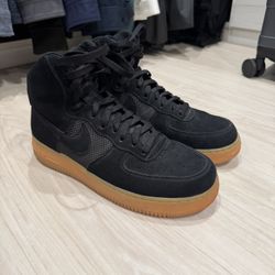 Nike Air Force 1 AF1 Black Suede Gum Bottoms Men’s Size 10