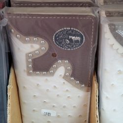 Western Style Genuine Leather Bifold, Checkbook Wallet 