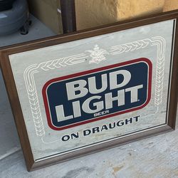 Vintage Bud Light Beer Mirror. 18x22
