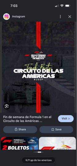 Formula 1   F1   Circuito de Las Americas.  3 tickets