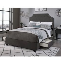 Cal-King Tempur-Pedic LuxeBreeze medium hybrid 13" mattress with headboard & bed frame with drawers