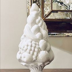 Fruit Topiary Glazed Ceramic Sculpture Statue Centerpiece 18” H x 9” W 