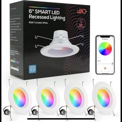 JJC 5/6Inch Smart LED Recessed Lights, Multiple Color Changing Ceiling Light 12W